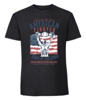 Męska koszulka z nadrukiem - American Fighter - czarny 4XL