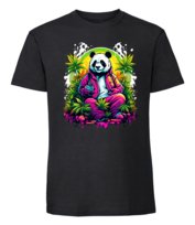 Męska koszulka z nadrukiem - Chill Panda Vibes - czarny M TAGFORCE