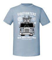 Męska koszulka z nadrukiem - Firefighters Truck - Mineralny Błękit XXL TAGFORCE