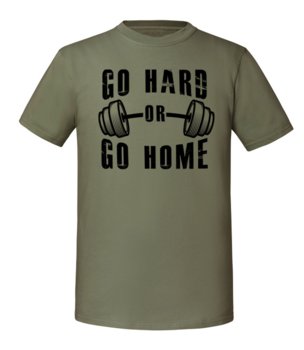 Męska koszulka z nadrukiem - Go Hard Or Go Home - Olive M - TAGFORCE