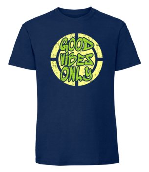 Męska koszulka z nadrukiem - Good Vibes Only - Granatowy 4XL - TAGFORCE