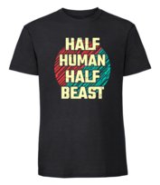 Męska koszulka z nadrukiem - Half Human Half Beast - czarny L TAGFORCE