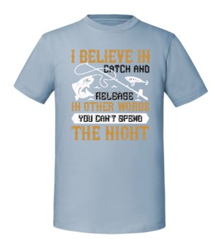 Męska koszulka z nadrukiem - I Believe In Catch And Release v2 Mineralny Błękit XXL - TAGFORCE