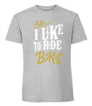 Męska koszulka  z nadrukiem  - I Like To Ride Bikes Pastelowy szary M - TAGFORCE