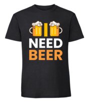 Męska koszulka  z nadrukiem  - I Need Beer v2 czarny S TAGFORCE