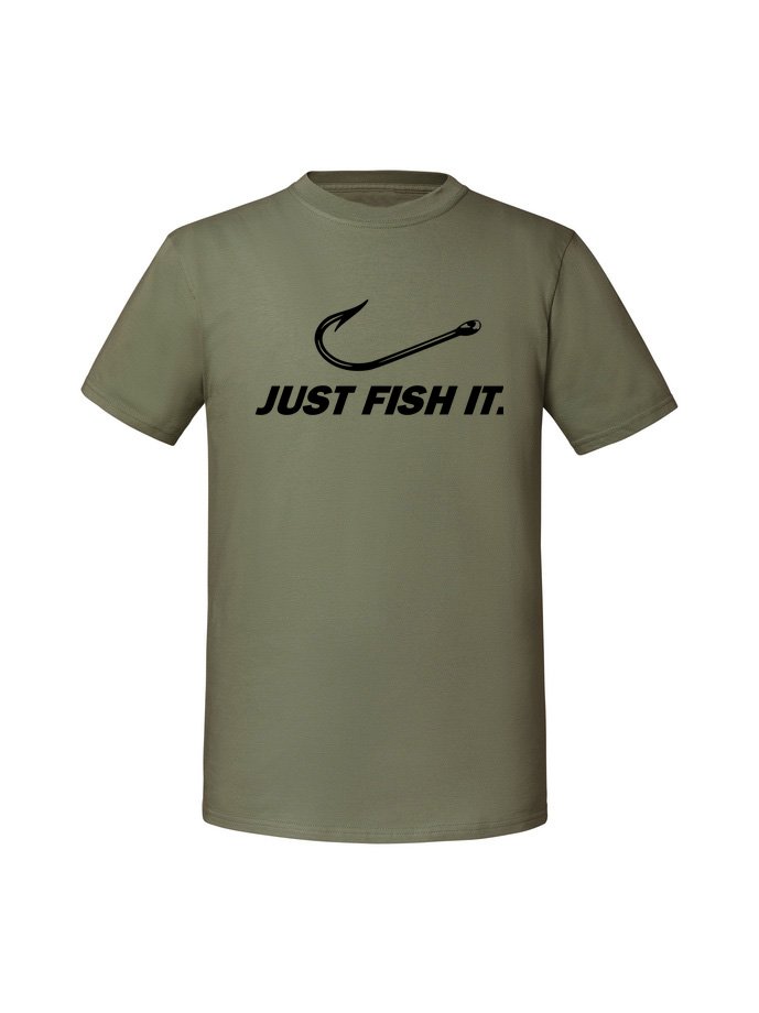 Męska koszulka z nadrukiem - Just fish it Olive XL - TAGFORCE | Moda ...