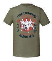 Męska koszulka z nadrukiem - Karate Champions Olive XXL