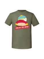 Męska koszulka  z nadrukiem - KISS MY ASS BITCH ERIC CARTMAN SOUTH PARK Olive L TAGFORCE