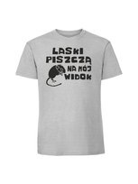 Męska koszulka  z nadrukiem - LASKI PISZCZĄ NA MÓJ WIDOK Pastelowy szary XL TAGFORCE