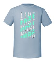 Męska koszulka z nadrukiem - Live Fast Fight Hard Mineralny Błękit M TAGFORCE