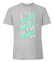 Męska koszulka z nadrukiem - Live Fast Fight Hard Pastelowy szary XL TAGFORCE