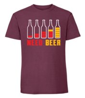 Męska koszulka z nadrukiem - Need Beer Burgundowy S TAGFORCE