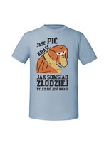 Męska koszulka  z nadrukiem - Nosacz PIĆ JEŚĆ KRAŚĆ Mineralny Błękit S TAGFORCE