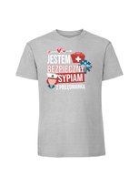Męska koszulka  z nadrukiem - sypiam z pielęgniarką jestem bezpieczny v2 Pastelowy szary L TAGFORCE