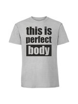 Męska koszulka  z nadrukiem - this is perfect body Pastelowy szary 3XL TAGFORCE