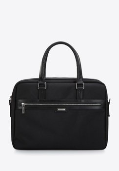 Męska torba na laptopa 15,6” z błyszczącym suwakiem czarna - WITTCHEN