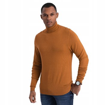 Męski klasyczny golf brązowy z wiskozą elegancki Ombre OM-SWTN-0101 V8 XXL - Ombre