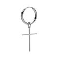 Męski lub damski srebrny kolczyk koło 1,7 cm z krzyżykiem, srebro 925 : Srebro - kolor pokrycia - Pokrycie platyną - GIORRE