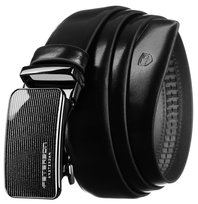 Męski pasek do spodni automatyczny czarny skórzany 95 elegancki do garnituru PETERSON casualowy gładki