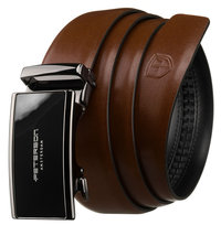 Męski pasek do spodni z automatyczną klamrą PETERSON elegancki do garnituru 85 brązowy gładki casualowy