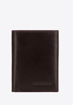 Męski portfel skórzany z brązową lamówką mały pionowy - WITTCHEN