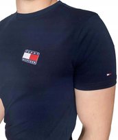Męski T-shirt Bawełniany Granatowa Koszulka TOMMY HILFIGER z Logo SLIM r.XL