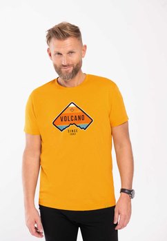 MĘSKI T-SHIRT Z NADRUKIEM COMFORT FIT ŻÓŁTY VOLCANO T-VOLCANO S - VOLCANO