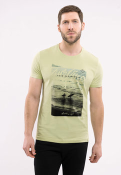Męski T-Shirt Z Nadrukiem Zielony Volcano T-Dream S - VOLCANO