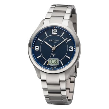Męski zegarek analogowo-cyfrowy Regent na metalowej bransolecie w kolorze srebrnym URBA714 - Regent