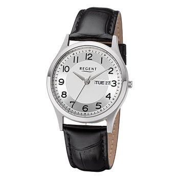 Męski zegarek analogowy Regent ze skórzanym paskiem w kolorze czarnym URF1260 - Regent