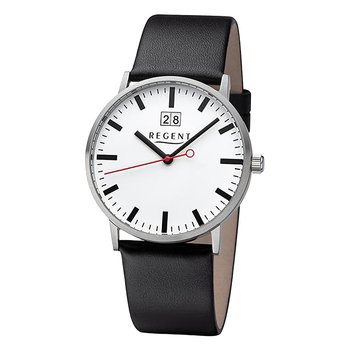 Męski zegarek analogowy Regent ze skórzanym paskiem w kolorze czarnym URF1266 - Regent