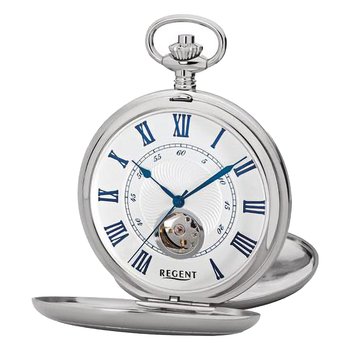 Męski zegarek kieszonkowy Regent, analogowy, srebrny URP707 - Regent