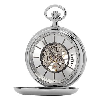 Męski zegarek kieszonkowy Regent, analogowy, srebrny URP769 - Regent