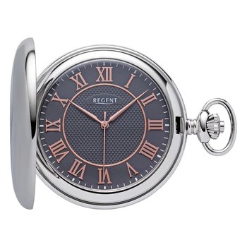 Męski zegarek kieszonkowy Regent, koperta analogowa, srebrny URBA553 - Regent