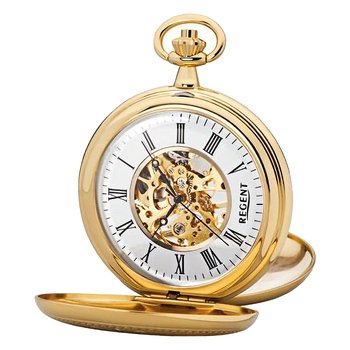 Męski zegarek kieszonkowy Regent z analogową kopertą w kolorze złotym URP703 - Regent