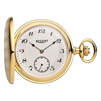 Męski zegarek kieszonkowy Regent z analogową kopertą w kolorze złotym URP716 - Regent