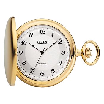 Męski zegarek kieszonkowy Regent z analogową kopertą w kolorze złotym URP721 - Regent