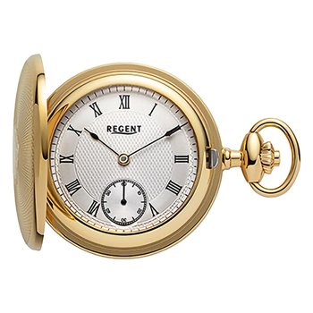 Męski zegarek kieszonkowy Regent z analogową kopertą w kolorze złotym URP773 - Regent