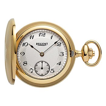 Męski zegarek kieszonkowy Regent z analogową kopertą w kolorze złotym URP775 - Regent