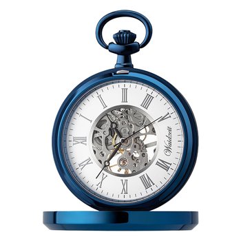 Męski zegarek kieszonkowy Waidzeit ze stali szlachetnej w kolorze niebieskim z łańcuszkiem UWAFF01 - Waidzeit