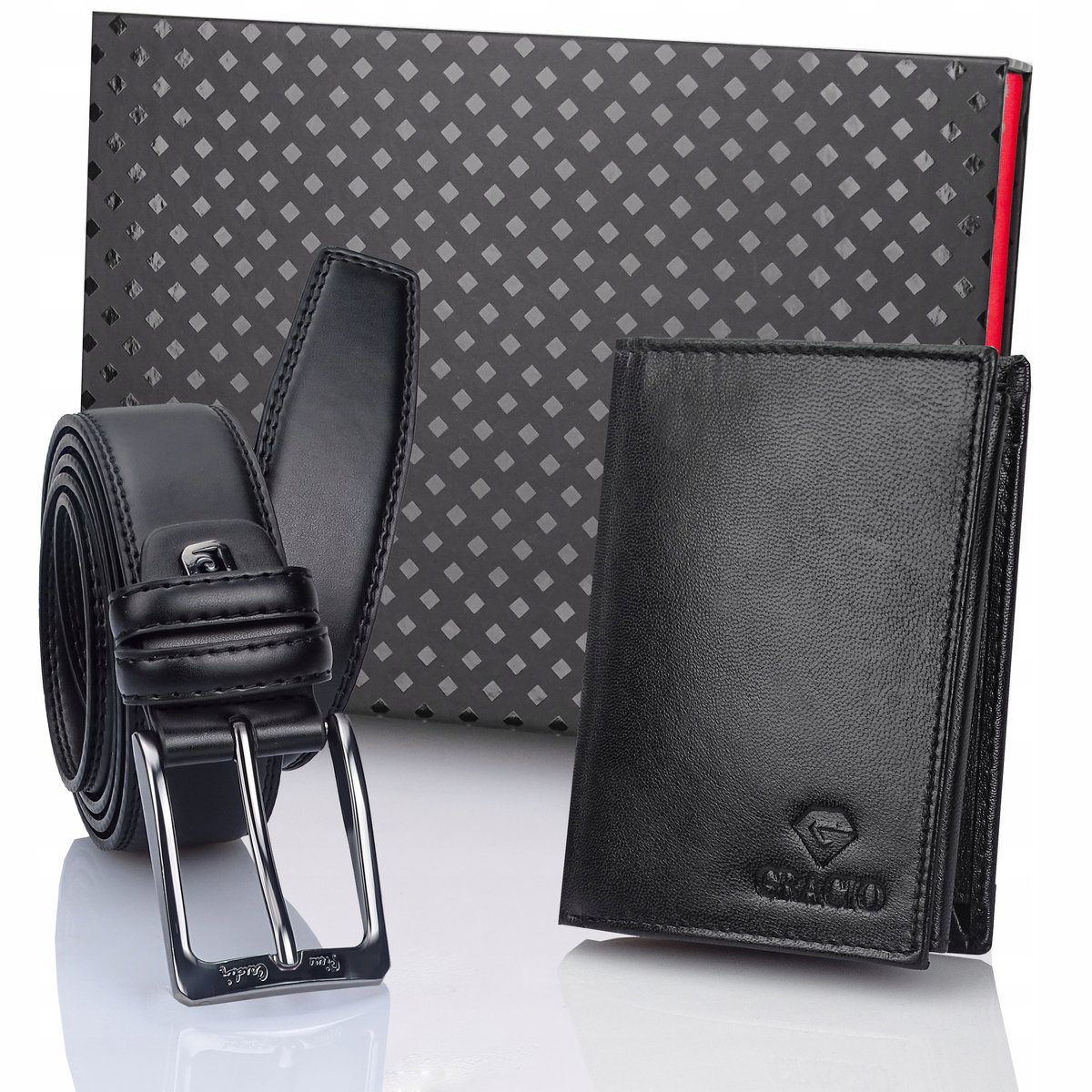 Męski zestaw prezentowy: portfel skóra + pasek 125 cm Pierre Cardin prezent