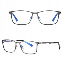 Męskie Okulary Do Komputera Zerówki Blue Light Tv Ochronne + Etui + Szmatka