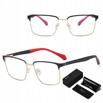 Męskie okulary Zerówki Blue Light do Komputera Oprawki Stalowe + AKCESORIA