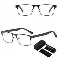 Męskie okulary Zerówki Blue Light do Komputera Oprawki Stalowe + AKCESORIA