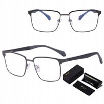Męskie okulary Zerówki Blue Light do Komputera Oprawki Stalowe + AKCESORIA