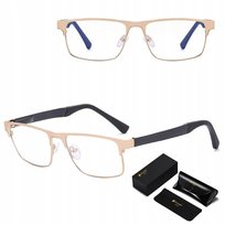 Męskie okulary Zerówki Blue Light do Komputera Oprawki Stalowe + AKCESORIA