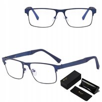 Męskie okulary Zerówki Blue Light do Komputera Oprawki Stalowe + AKCESORIA