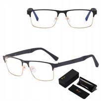 Męskie okulary Zerówki Blue Light do Komputera Oprawki Stalowe + AKCESORIA