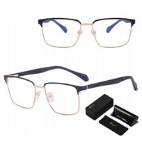 Męskie okulary Zerówki Blue Light do Komputera Oprawki Stalowe + AKCESORIA