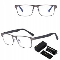 Męskie okulary Zerówki Blue Light do Komputera Oprawki Stalowe + AKCESORIA